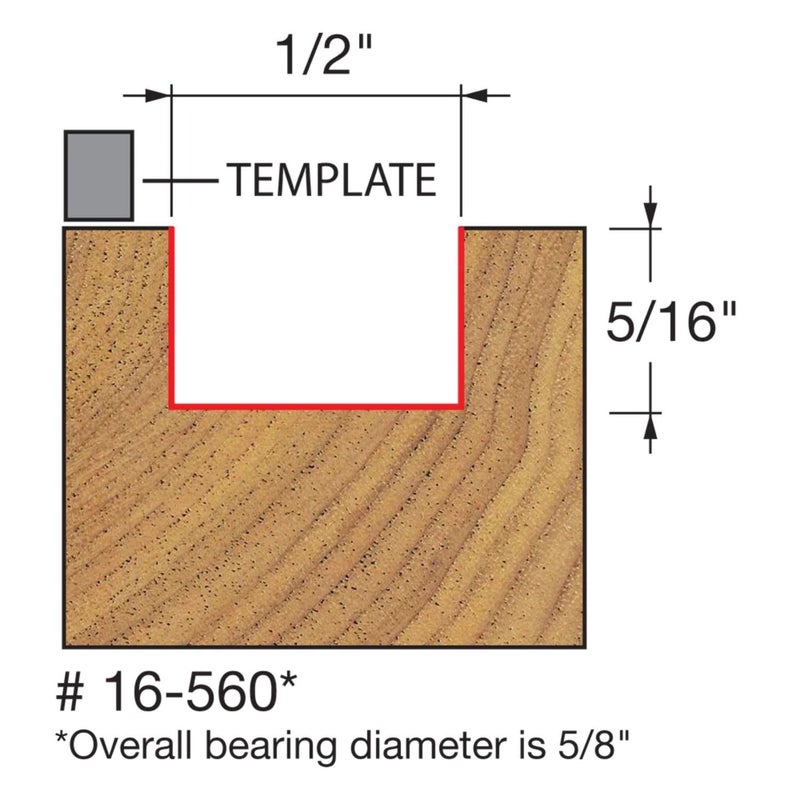 Freud 16-560: 1/2" (dia.) Mortising Bit with 1/4" shank, 5/16" carbide height - Image 3